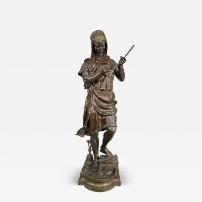  G GUEYTON FRENCH BRONZE SCULPTURE LE MARCHAND DARMES TURC BY G GUEYTON