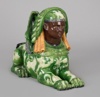  G St French Majolica Winged Sphinx Candle Holder