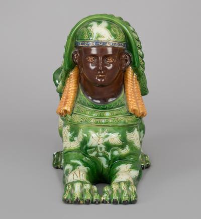  G St French Majolica Winged Sphinx Candle Holder
