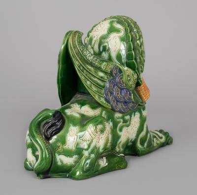  G St French Majolica Winged Sphinx Candle Holder