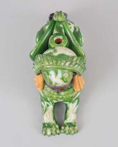  G St French Majolica Winged Sphinx Candle Holder