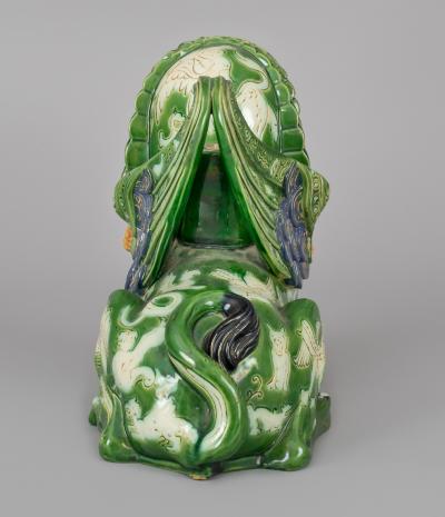  G St French Majolica Winged Sphinx Candle Holder