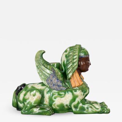  G St French Majolica Winged Sphinx Candle Holder