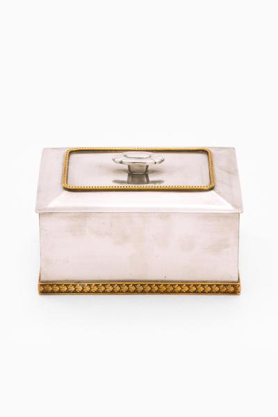  GAB Guldsmedsaktiebolaget Art Deco Box in Pewter and Brass 1937