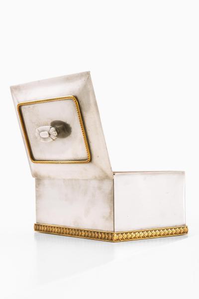  GAB Guldsmedsaktiebolaget Art Deco Box in Pewter and Brass 1937