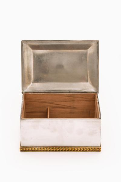  GAB Guldsmedsaktiebolaget Art Deco Box in Pewter and Brass 1937