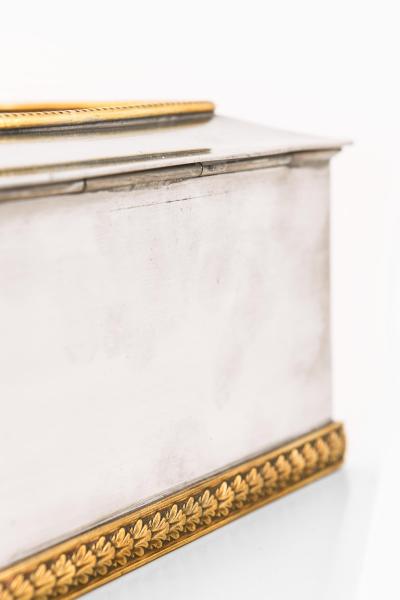  GAB Guldsmedsaktiebolaget Art Deco Box in Pewter and Brass 1937