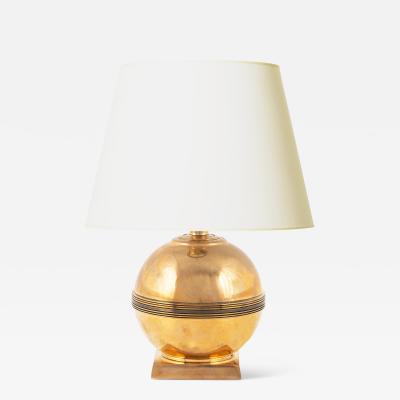  GAB Guldsmedsaktiebolaget Art Deco Table Lamp in Brass by GAB