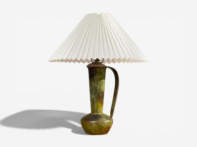  GAB Guldsmedsaktiebolaget GAB Table Lamp Patianted Bronze Sweden 1940s