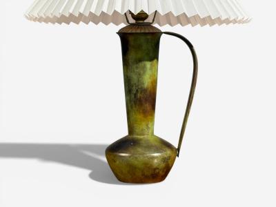  GAB Guldsmedsaktiebolaget GAB Table Lamp Patianted Bronze Sweden 1940s