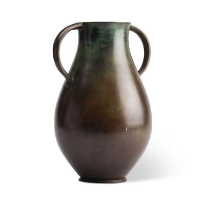  GAB Guldsmedsaktiebolaget Large Vase in Patinated Bronze by GAB