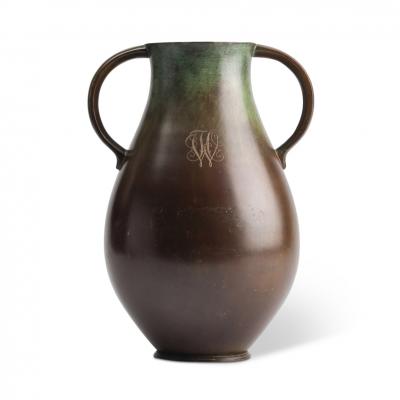  GAB Guldsmedsaktiebolaget Large Vase in Patinated Bronze by GAB