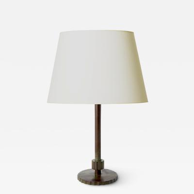  GAB Guldsmedsaktiebolaget Machine Age Table Lamp in Patinated Bronze by GAB