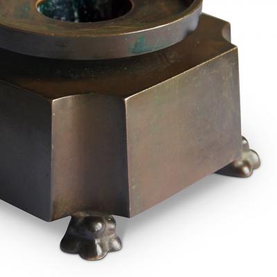  GAB Guldsmedsaktiebolaget Pair of Lyrical Art Deco Candle Holders in Bronze by GAB