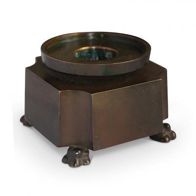  GAB Guldsmedsaktiebolaget Pair of Lyrical Art Deco Candle Holders in Bronze by GAB