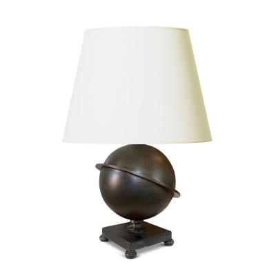  GAB Guldsmedsaktiebolaget Swedish Art Deco Saturn Table Lamp in Patinated Bronze