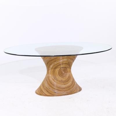  GABRIELLA CFRESPI Gabriella Crespi Style Pencil Reed Mid Century Rattan Dining Table