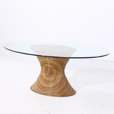  GABRIELLA CFRESPI Gabriella Crespi Style Pencil Reed Mid Century Rattan Dining Table