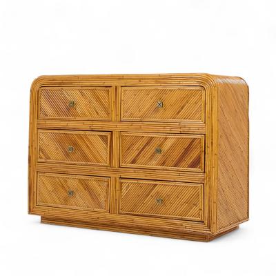  GABRIELLA CFRESPI Gabriella Crespi Style Split Reed Bamboo 6 Drawer Lowboy Dresser