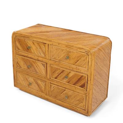  GABRIELLA CFRESPI Gabriella Crespi Style Split Reed Bamboo 6 Drawer Lowboy Dresser