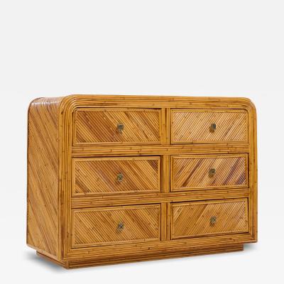  GABRIELLA CFRESPI Gabriella Crespi Style Split Reed Bamboo 6 Drawer Lowboy Dresser