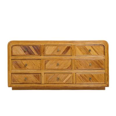  GABRIELLA CFRESPI Gabriella Crespi Style Split Reed Bamboo 9 Drawer Lowboy Dresser