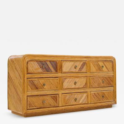  GABRIELLA CFRESPI Gabriella Crespi Style Split Reed Bamboo 9 Drawer Lowboy Dresser