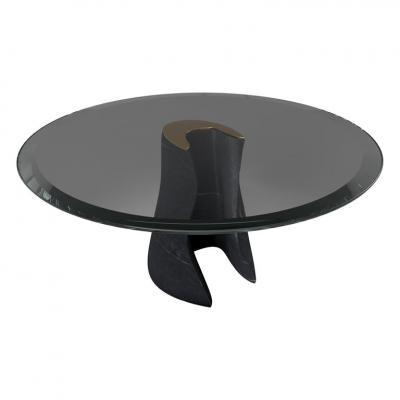  GRZEGORZ MAJKA LTD The Diamond Touch Sculptured Nero Marquina Marble Table by Grzegorz Majka