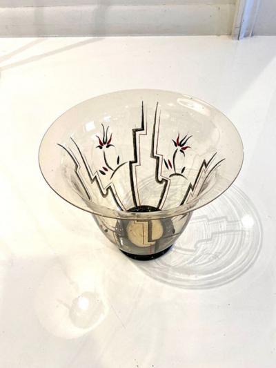  GUIDO BALSAMO STELLA ITALIAN ART DECO GLASS AND ENAMEL VASE BY GUIDO BALSAMO STELLA