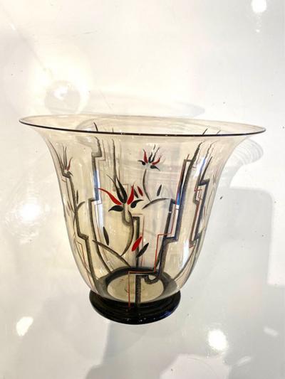  GUIDO BALSAMO STELLA ITALIAN ART DECO GLASS AND ENAMEL VASE BY GUIDO BALSAMO STELLA