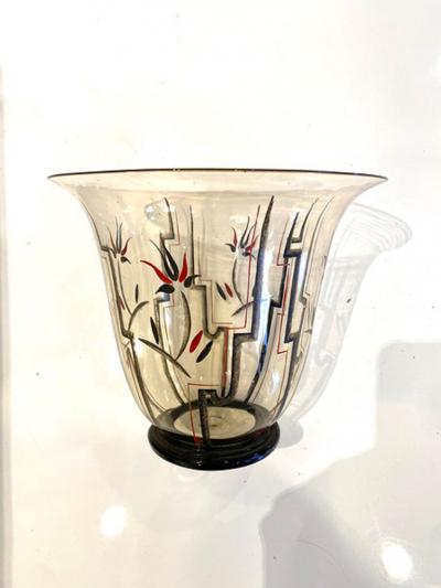  GUIDO BALSAMO STELLA ITALIAN ART DECO GLASS AND ENAMEL VASE BY GUIDO BALSAMO STELLA