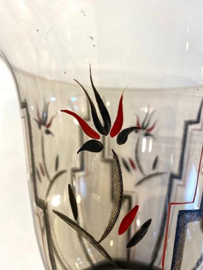  GUIDO BALSAMO STELLA ITALIAN ART DECO GLASS AND ENAMEL VASE BY GUIDO BALSAMO STELLA