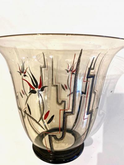  GUIDO BALSAMO STELLA ITALIAN ART DECO GLASS AND ENAMEL VASE BY GUIDO BALSAMO STELLA