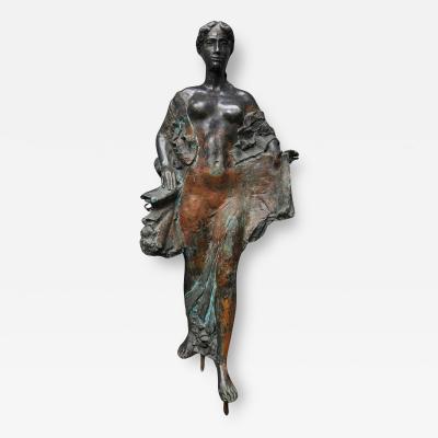  GY RGYI LANTOS BRONZE PATINATED NUDE WOMAN ON THE WAVE BY GY RGYI LANTOS