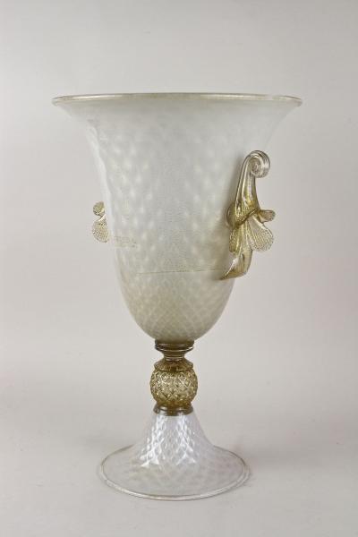  Gabbianelli 21st Century Beige Murano Glass Floor Vase 24 K Gold Flakes by Gabbiani Italy
