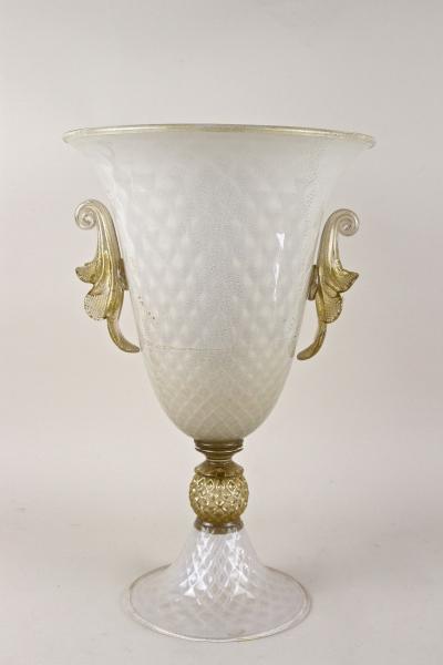  Gabbianelli 21st Century Beige Murano Glass Floor Vase 24 K Gold Flakes by Gabbiani Italy