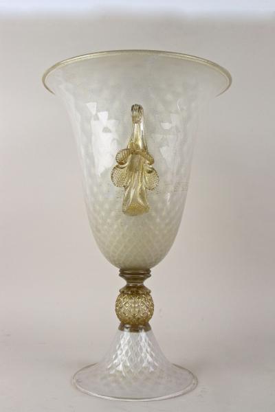  Gabbianelli 21st Century Beige Murano Glass Floor Vase 24 K Gold Flakes by Gabbiani Italy