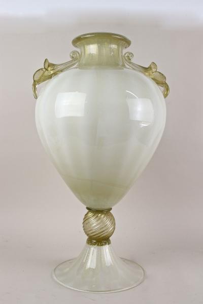  Gabbianelli 21th Century Champagne Gold Beige Murano Amphora Vase by GABBIANI Venezia IT