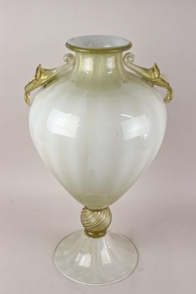  Gabbianelli 21th Century Champagne Gold Beige Murano Amphora Vase by GABBIANI Venezia IT