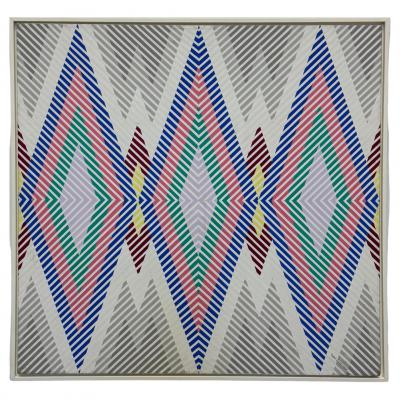  Gabe Silverman Gabe Silverman 1980s Abstract Op Art Painting on Canvas Newly Framed