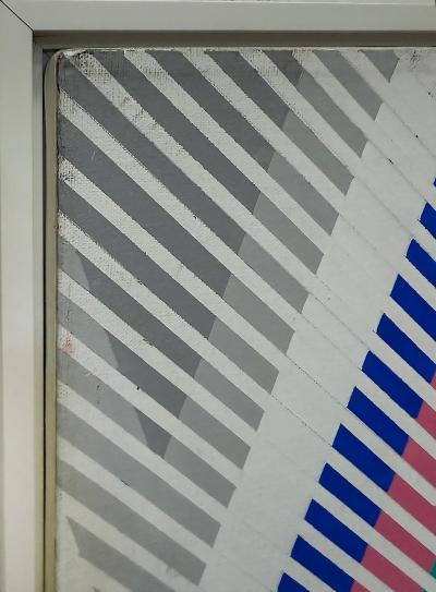  Gabe Silverman Gabe Silverman 1980s Abstract Op Art Painting on Canvas Newly Framed