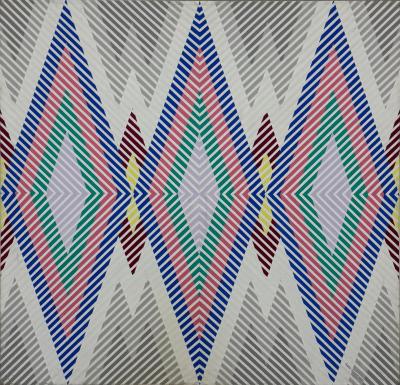  Gabe Silverman Gabe Silverman 1980s Abstract Op Art Painting on Canvas Newly Framed