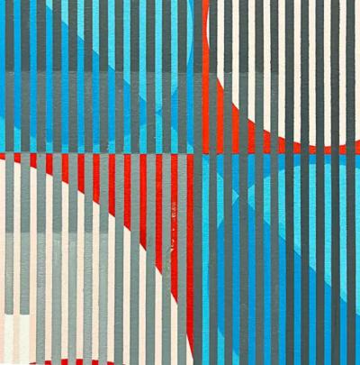  Gabe Silverman Gabe Silverman 1980s Geometric Abstract Op Art Painting