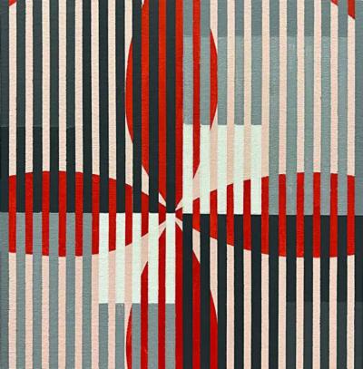  Gabe Silverman Gabe Silverman 1980s Geometric Abstract Op Art Painting