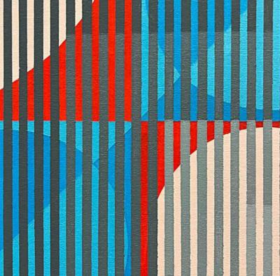  Gabe Silverman Gabe Silverman 1980s Geometric Abstract Op Art Painting