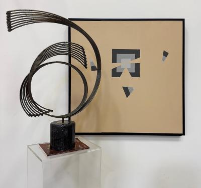  Gabe Silverman Gabe Silverman 1980s Hard Edge Minimalist Painting on Canvas Newly Reframed