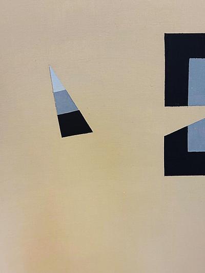  Gabe Silverman Gabe Silverman 1980s Hard Edge Minimalist Painting on Canvas Newly Reframed