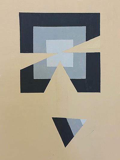  Gabe Silverman Gabe Silverman 1980s Hard Edge Minimalist Painting on Canvas Newly Reframed