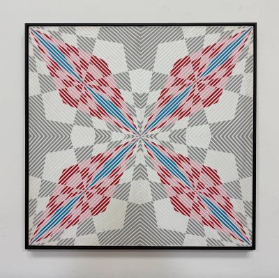  Gabe Silverman Oversized Gabe Silverman 1980s Abstract Op Art Painting Newly Framed