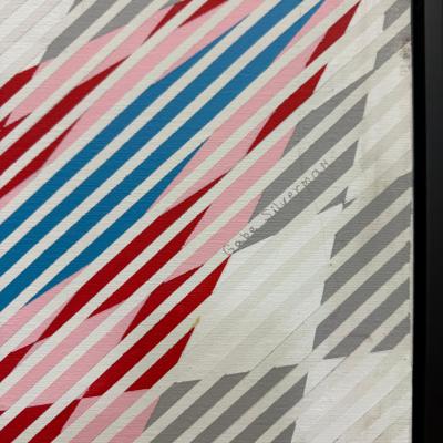  Gabe Silverman Oversized Gabe Silverman 1980s Abstract Op Art Painting Newly Framed